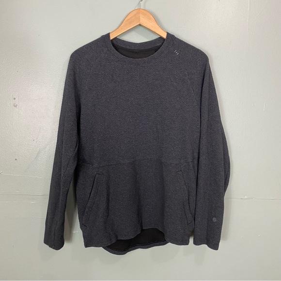 Lululemon At Ease Crew Pullover Sweatshirt In Heathered Black Mens Medium - Picture 1 of 6